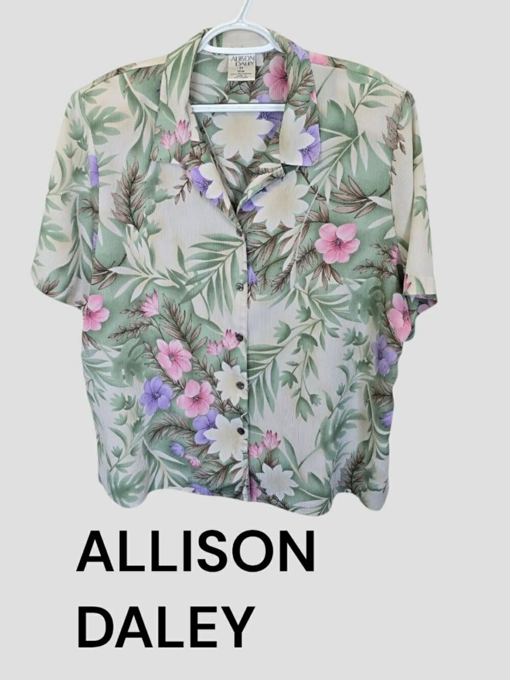 Allison Daley Button Down Floral Casual Blouse Top  Womens Plus  18W
